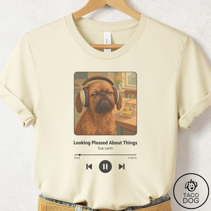 Brussels Griffon Book on Tape T-Shirt Natural Taco-Dog