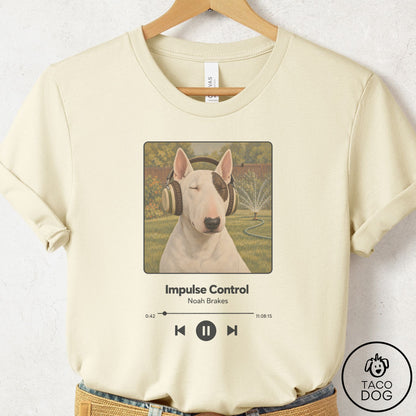 Bull Terrier Book on Tape T-Shirt Natural Taco-Dog