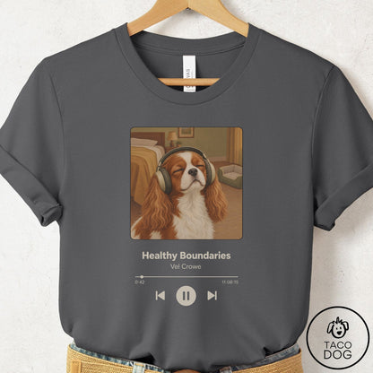 Cavalier King Charles Spaniel Book on Tape T-Shirt Asphalt Taco-Dog