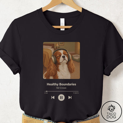 Cavalier King Charles Spaniel Book on Tape T-Shirt Black Taco-Dog