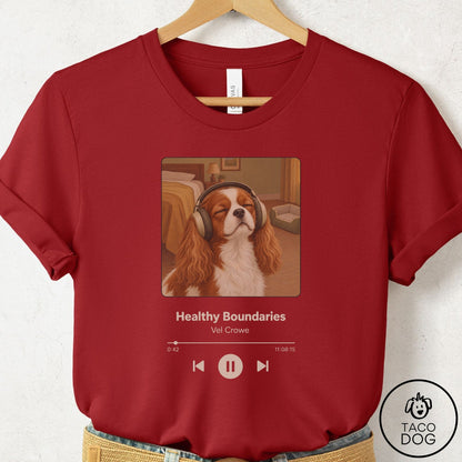 Cavalier King Charles Spaniel Book on Tape T-Shirt Canvas Red Taco-Dog