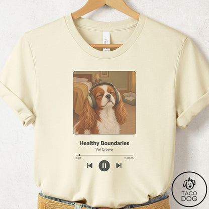 Cavalier King Charles Spaniel Book on Tape T-Shirt Natural Taco-Dog