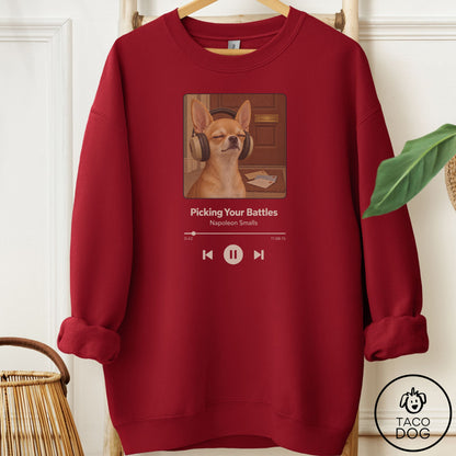 Chihuahua Book on Tape Sweatshirt Garnet Taco-Dog