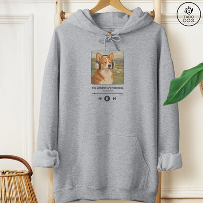 Corgi Book on Tape Hoodie Graphite Heather Taco-Dog