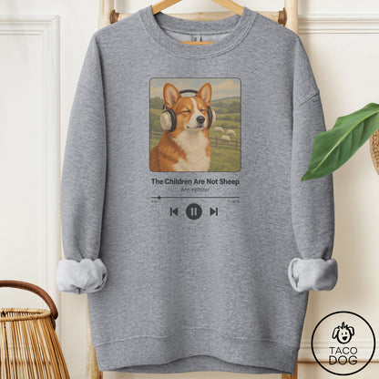 Corgi Book on Tape Sweatshirt Graphite Heather Taco-Dog