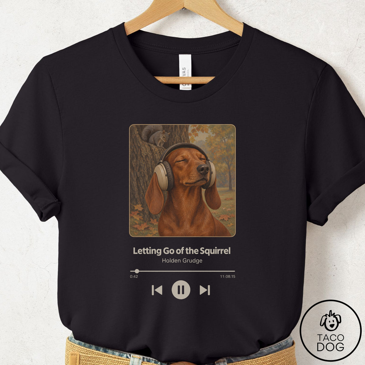 Dachshund Book on Tape T-Shirt Black Taco-Dog