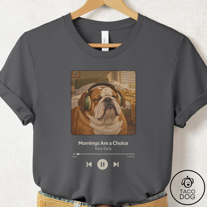 English Bulldog Book on Tape T-Shirt Asphalt Taco-Dog