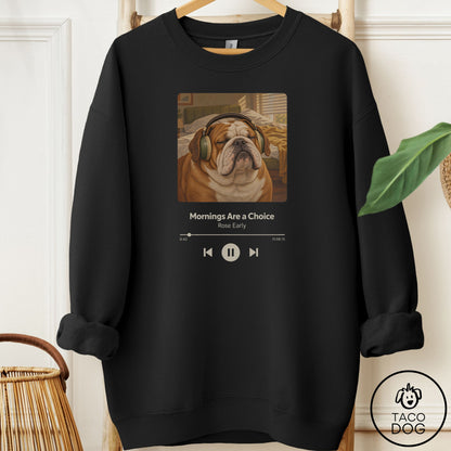 English Bulldog Book on Tape Sweatshirt Black Taco-Dog