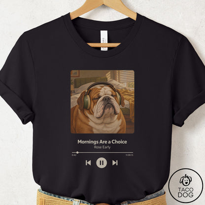 English Bulldog Book on Tape T-Shirt Black Taco-Dog