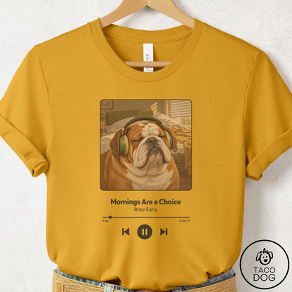 English Bulldog Book on Tape T-Shirt Mustard Taco-Dog