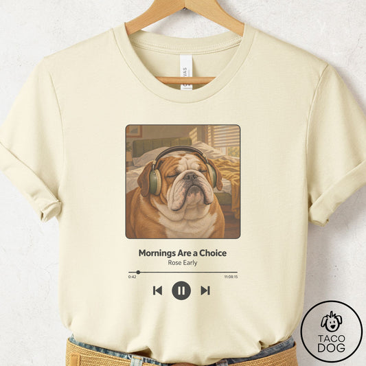 English Bulldog Book on Tape T-Shirt Natural Taco-Dog