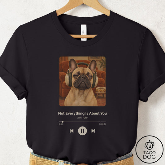 French Bulldog Frenchie Book on Tape T-Shirt Black Taco-Dog