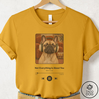 French Bulldog Frenchie Book on Tape T-Shirt Mustard Taco-Dog