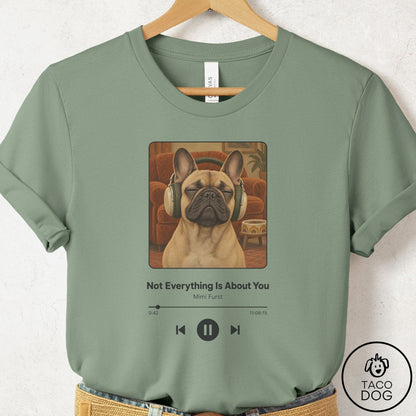 French Bulldog Frenchie Book on Tape T-Shirt Sage Taco-Dog