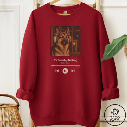 German Shepherd Book on Tape Sweatshirt Garnet Taco-Dog