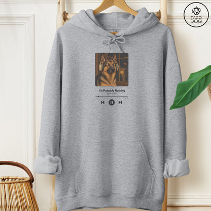 German Shepherd Book on Tape Hoodie Graphite Heather Taco-Dog