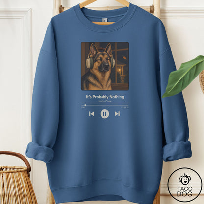 German Shepherd Book on Tape Sweatshirt Indigo Blue Taco-Dog