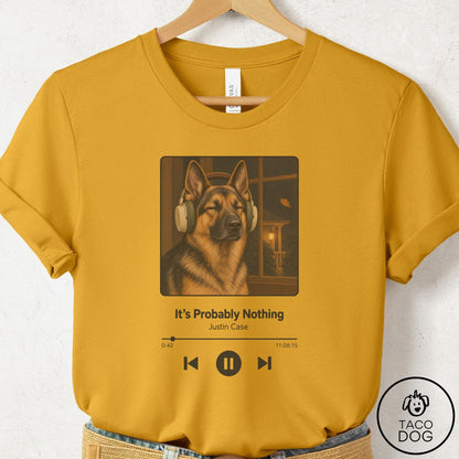 German Shepherd Book on Tape T-Shirt Mustard Taco-Dog