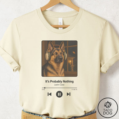 German Shepherd Book on Tape T-Shirt Natural Taco-Dog