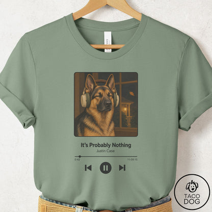 German Shepherd Book on Tape T-Shirt Sage Taco-Dog
