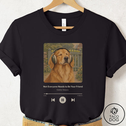 Golden Retriever Book on Tape T-Shirt Black Taco-Dog