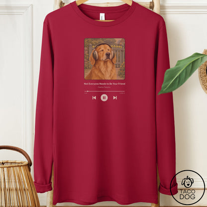 Golden Retriever Book on Tape Long Sleeve Tee Cardinal Taco-Dog
