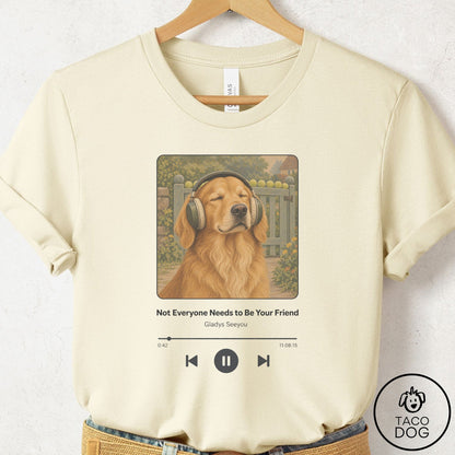 Golden Retriever Book on Tape T-Shirt Natural Taco-Dog