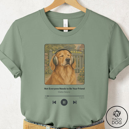 Golden Retriever Book on Tape T-Shirt Sage Taco-Dog