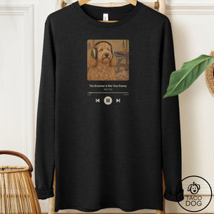 Doodle Book on Tape Long Sleeve Tee Black Heather Taco-Dog