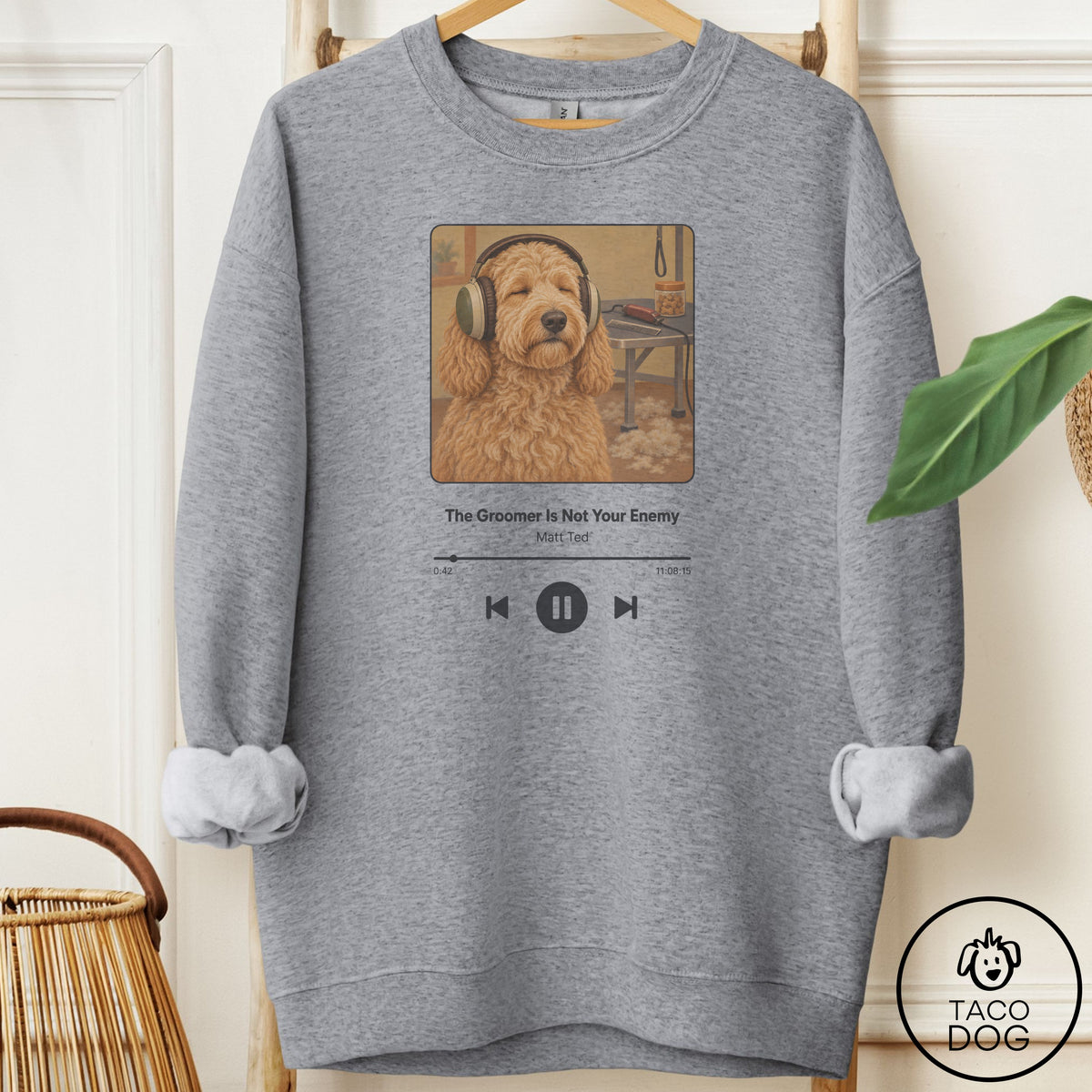 Doodle Book on Tape Sweatshirt Graphite Heather Taco-Dog