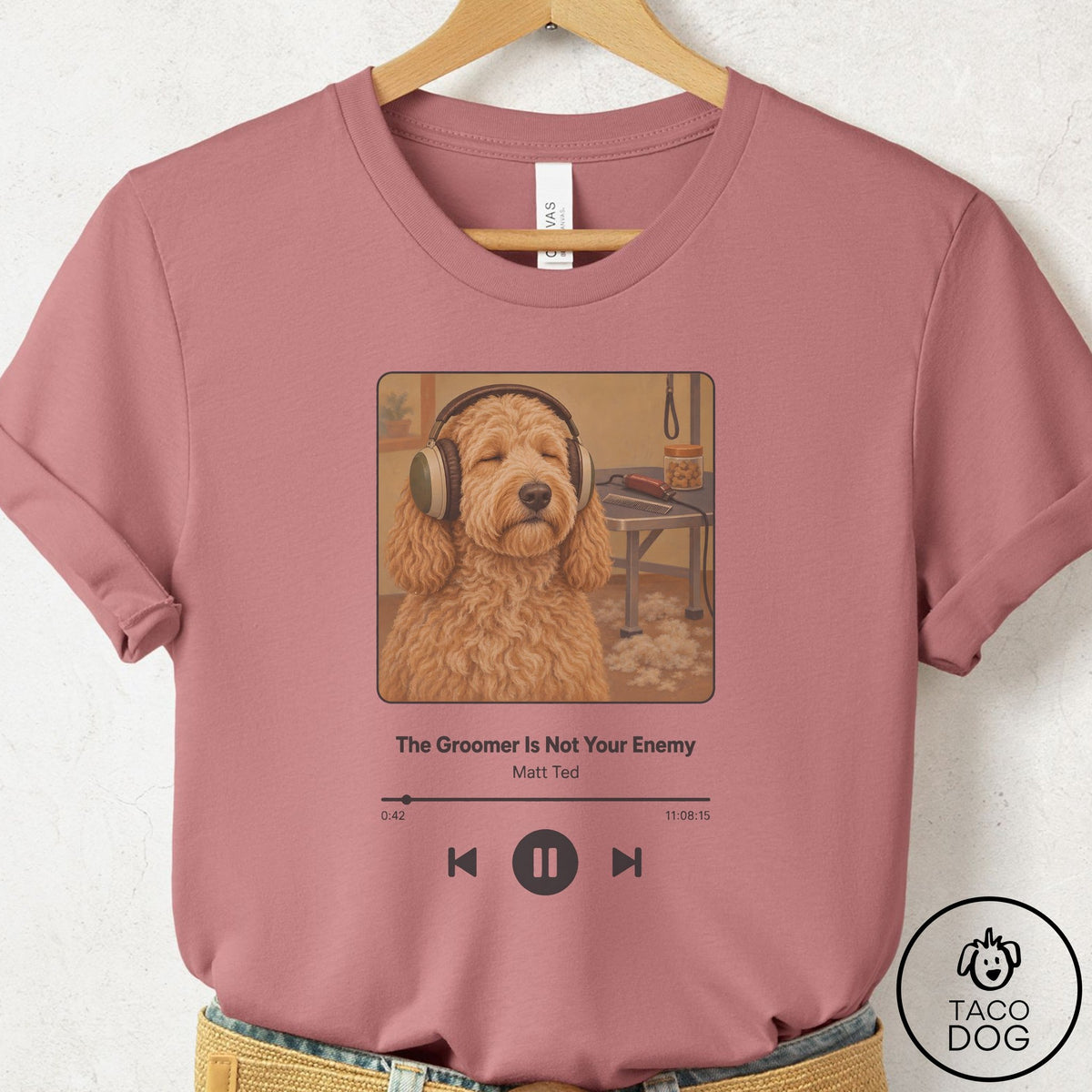 Doodle Book on Tape T-Shirt Mauve Taco-Dog