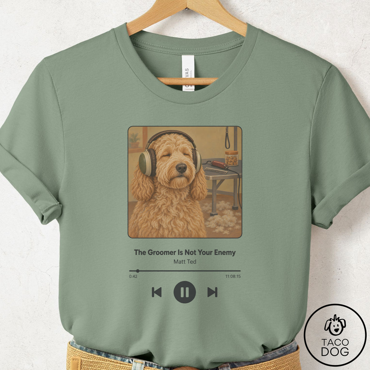 Doodle Book on Tape T-Shirt Sage Taco-Dog
