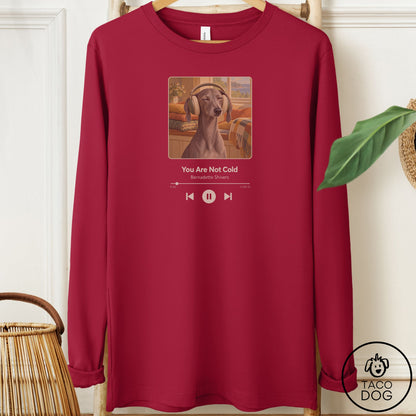 Italian Greyhound Whippet Book on Tape Long Sleeve Tee Cardinal Taco-Dog
