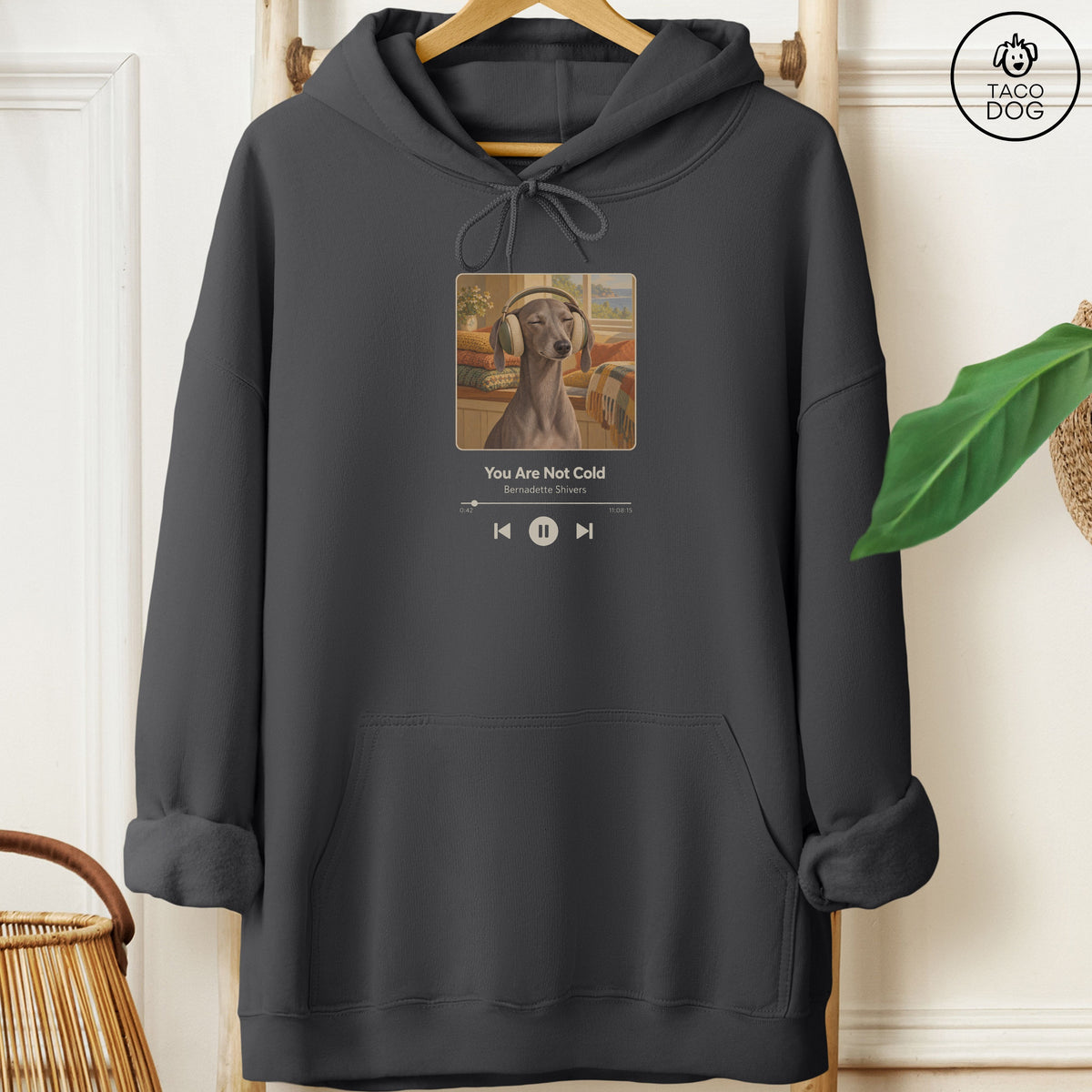 Italian Greyhound Whippet Book on Tape Hoodie Charcoal Taco-Dog
