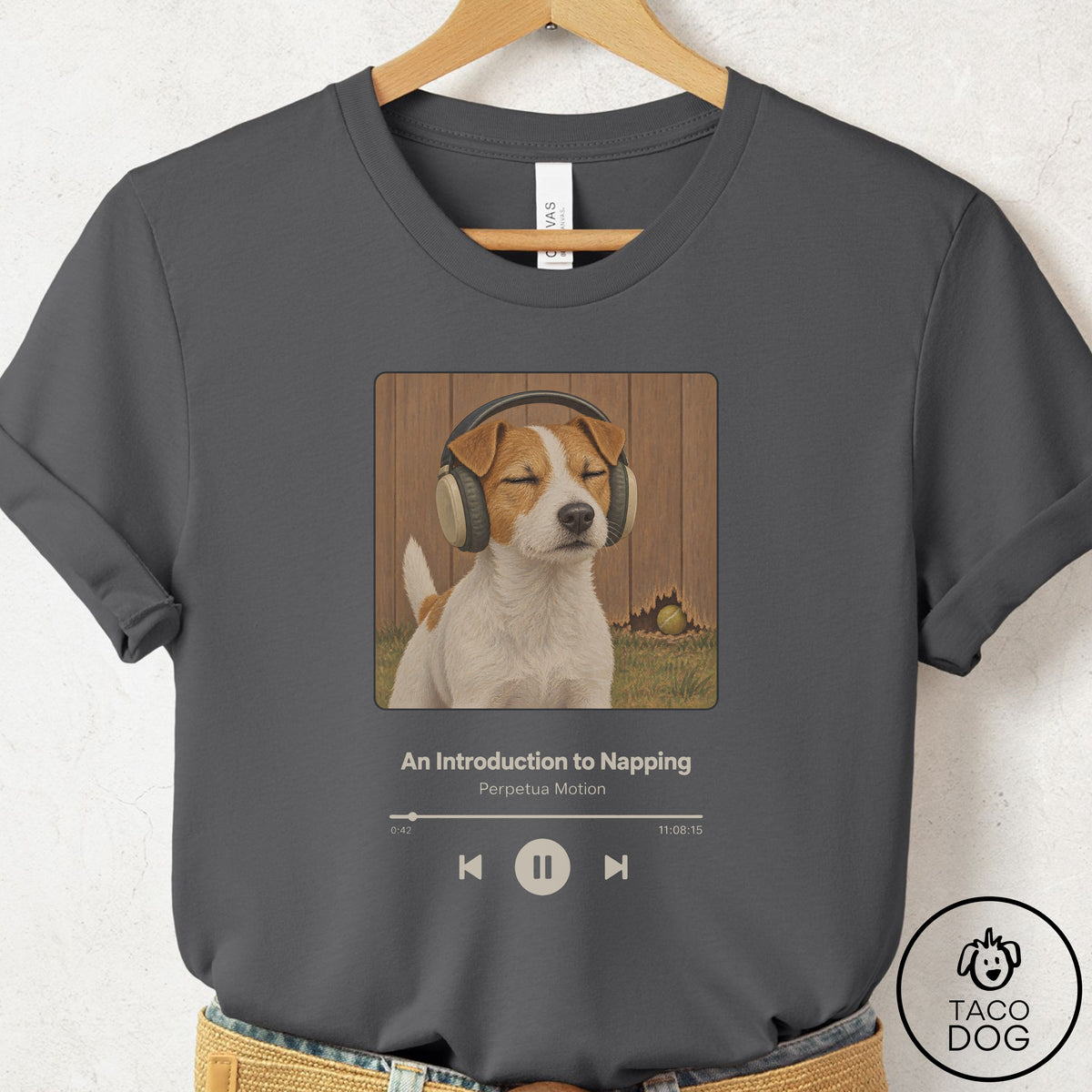 Jack Russell Book on Tape T-Shirt Asphalt Taco-Dog