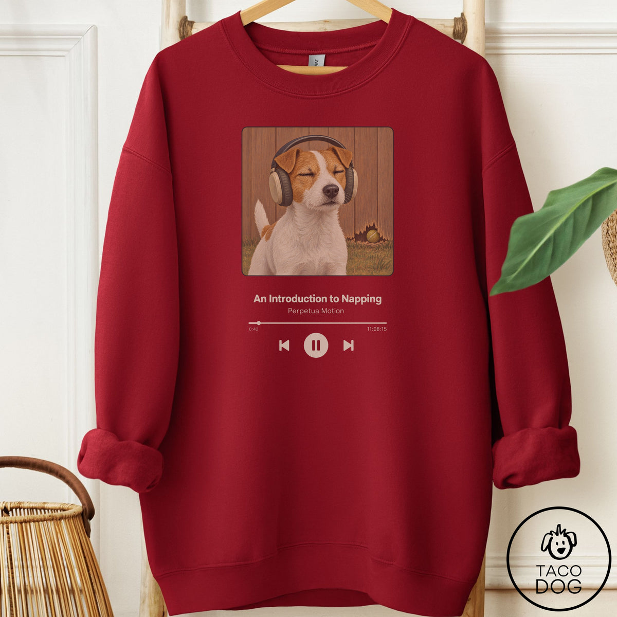 Jack Russell Book on Tape Sweatshirt Garnet Taco-Dog