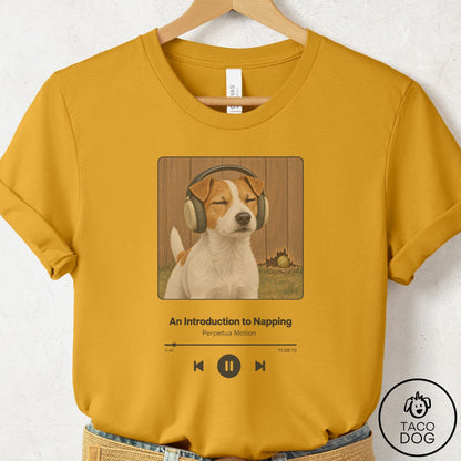 Jack Russell Book on Tape T-Shirt Mustard Taco-Dog