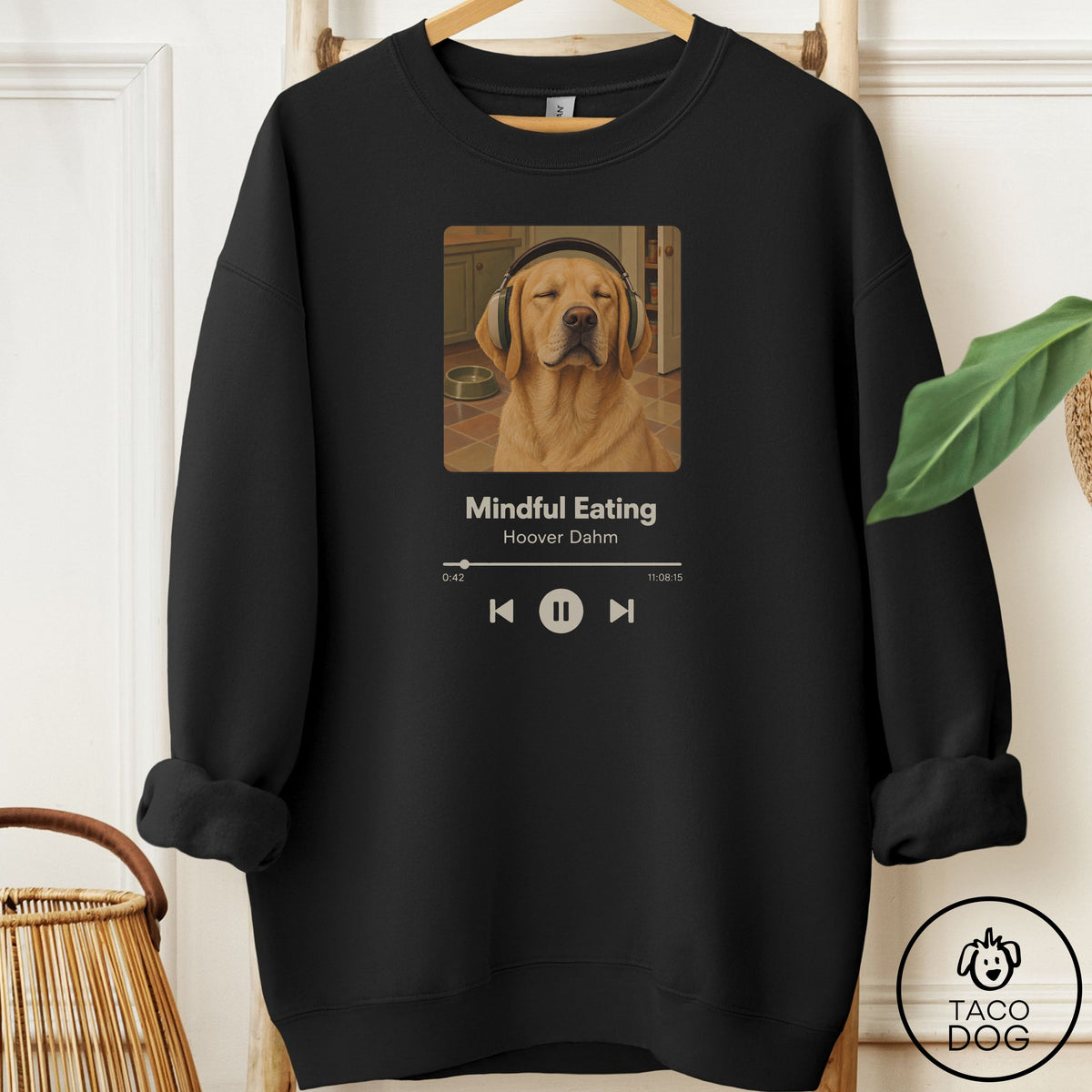 Labrador Retriever Book on Tape Sweatshirt Black Taco-Dog