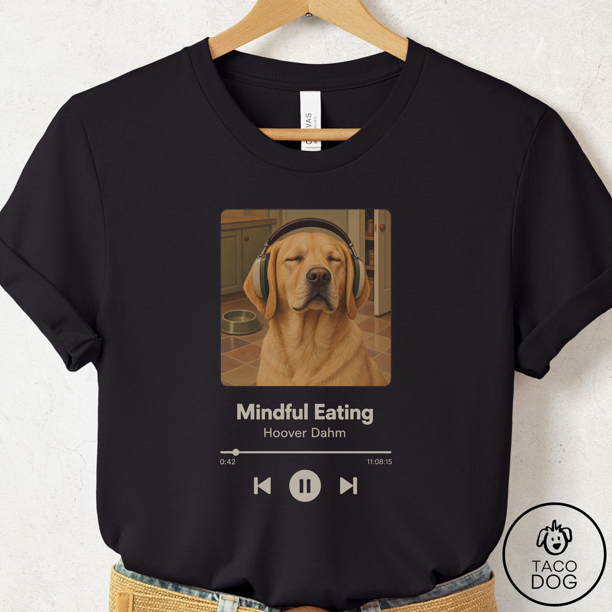 Labrador Retriever Book on Tape T-Shirt Black Taco-Dog