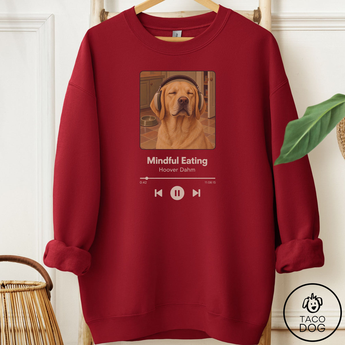 Labrador Retriever Book on Tape Sweatshirt Garnet Taco-Dog