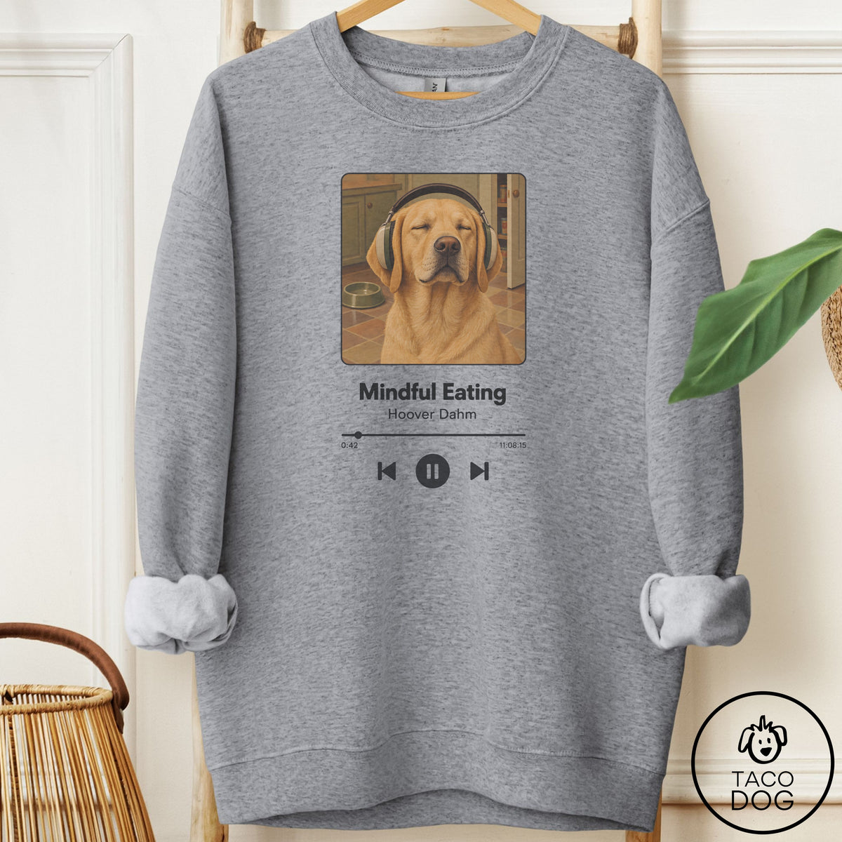 Labrador Retriever Book on Tape Sweatshirt Graphite Heather Taco-Dog