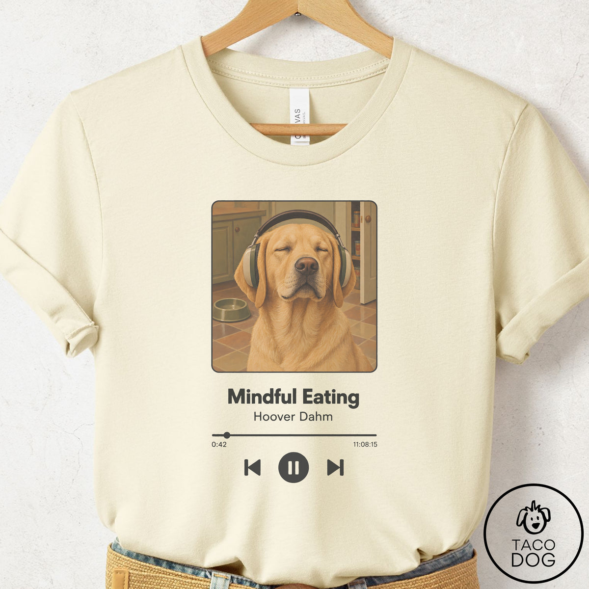 Labrador Retriever Book on Tape T-Shirt Natural Taco-Dog