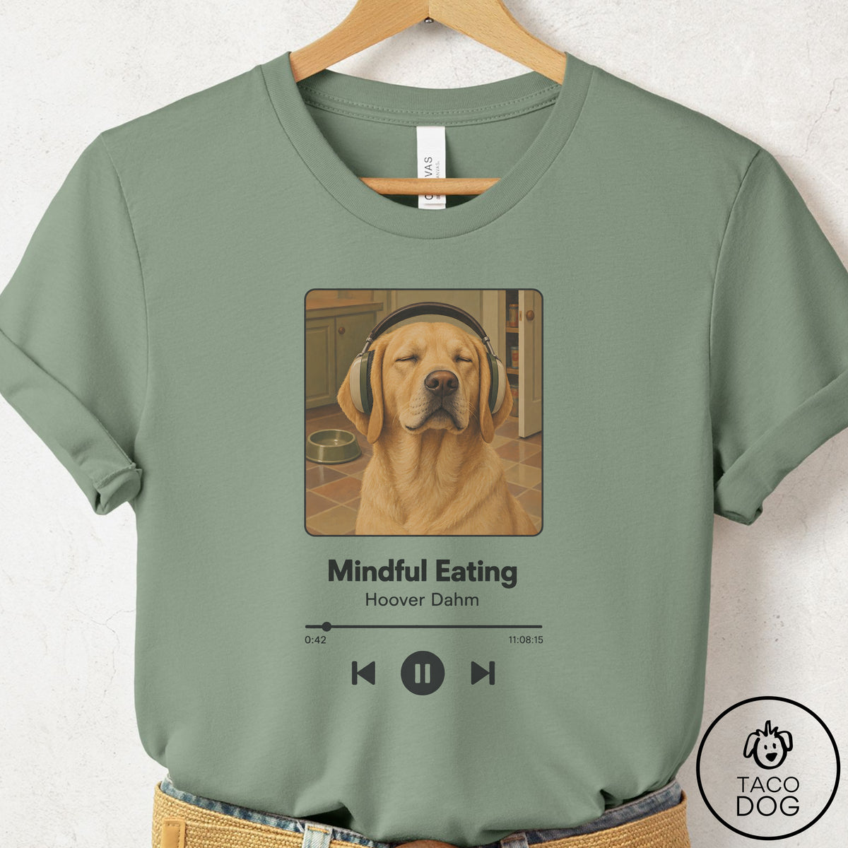 Labrador Retriever Book on Tape T-Shirt Sage Taco-Dog