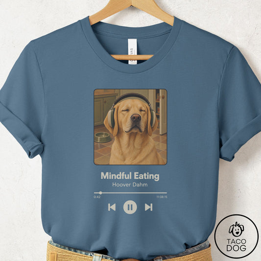 Labrador Retriever Book on Tape T-Shirt Steel Blue Taco-Dog