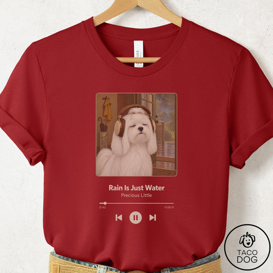 Maltese Book on Tape T-Shirt Canvas Red Taco-Dog