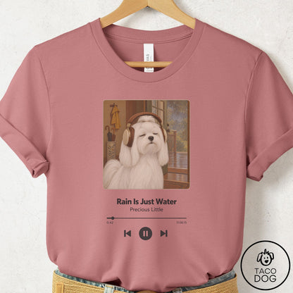 Maltese Book on Tape T-Shirt Mauve Taco-Dog