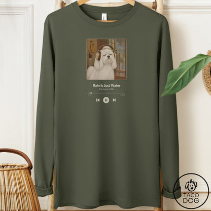 Maltese Book on Tape Long Sleeve Tee Military Green Taco-Dog