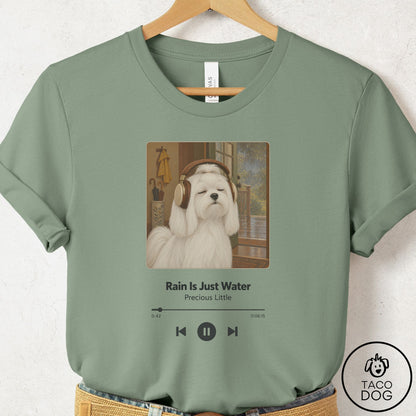 Maltese Book on Tape T-Shirt Sage Taco-Dog