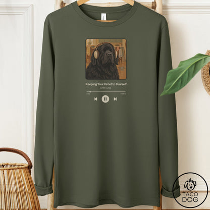 Newfoundland Book on Tape Long Sleeve Tee Military Green Taco-Dog