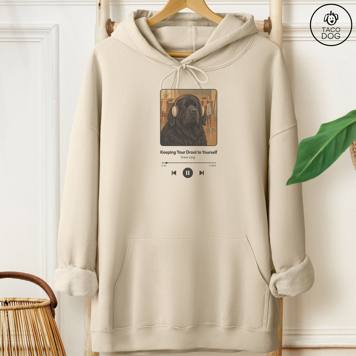 Newfoundland Book on Tape Hoodie Sand Taco-Dog